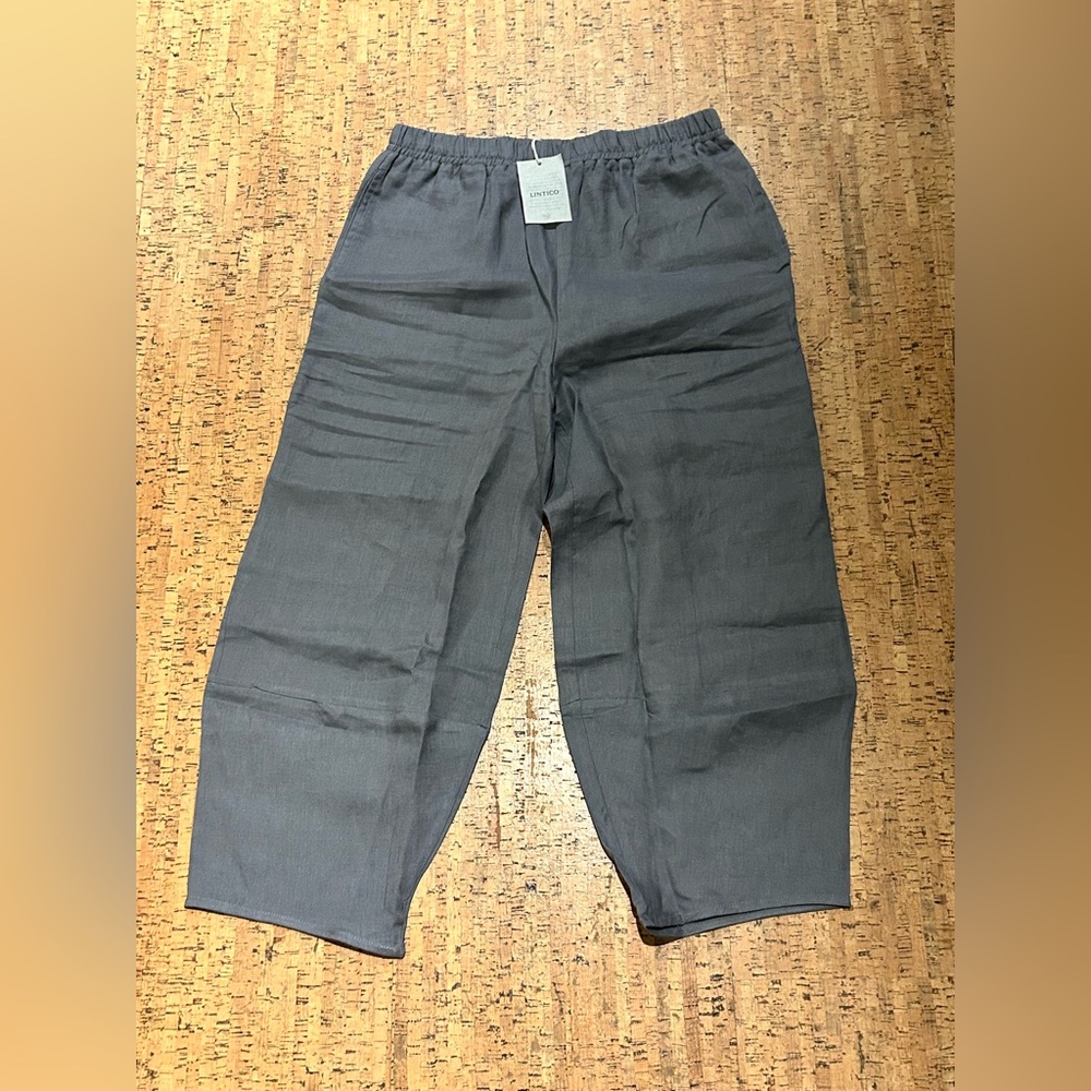LINTICO 100% linen crop pants (Rory) neutral grey Women’s size M, new with tags